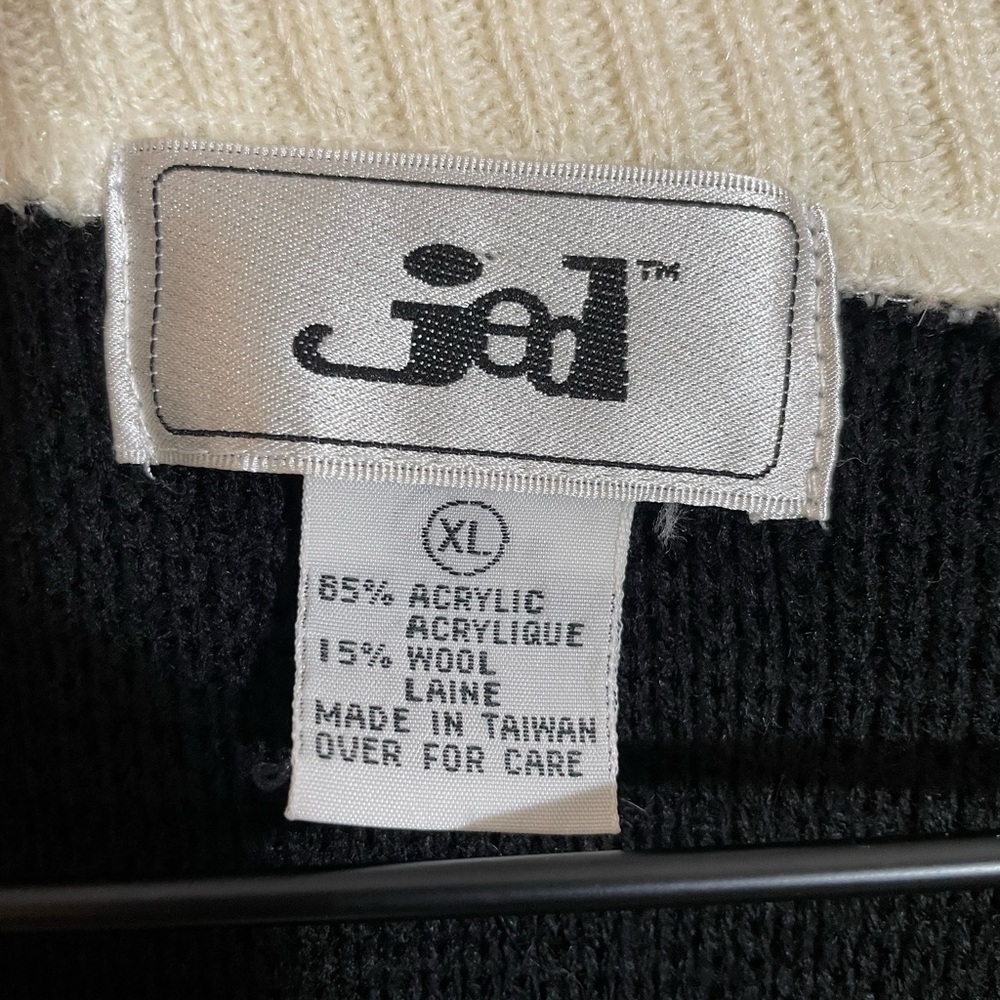 Vintage Jed Black Gray White Patterned Knit Cardigan Sweater Size XL 80’s 90’s - Picture 2 of 10